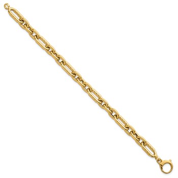 14k Polished 8.8mm Diamond-cut Fancy Figaro Link 7.5 inch Bracelet — alternate view