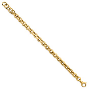 14k Polished 8.5mm Lightweight Double Link Cable 7.5 inch Bracelet Plus 0.75 inch Extender — alternate view