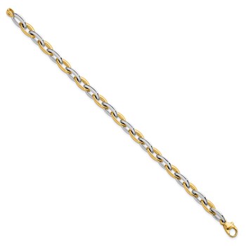 14k Two-tone Polished 7mm Oval Link 7.25 inch Bracelet — alternate view