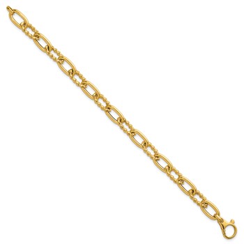 14K Polished 8mm Fancy and Twisted Oval Link 7.5 inch Bracelet — alternate view