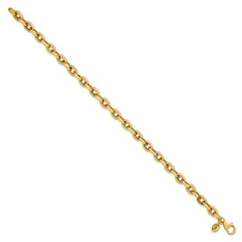 14k Polished and Textured 4.9mm Fancy Cable Link 7.5 inch Bracelet — alternate view