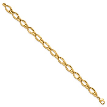 14k Polished 8.75mm Round and Oval Fancy Link 7.5 inch Bracelet — alternate view