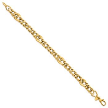 14k Polished Multi Graduated Curb Link 8 inch Bracelet — alternate view