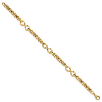 14k Polished 8mm Lightweight Fancy Infinity Link and Chain 8 inch Bracelet — alternate view