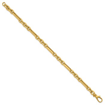 14k Polished and Textured 4.9mm Oval and Round Link 7.5 inch Bracelet — alternate view