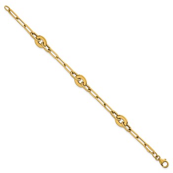 14k Polished and Twisted 9.2mm Open Link 7.5 inch Bracelet — alternate view