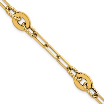 14k Polished and Twisted 9.2mm Open Link 7.5 inch Bracelet
