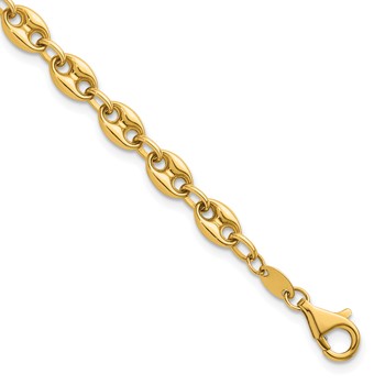 14K Polished 5.6mm Puffed Anchor/Mariner Link 7.5 inch Bracelet