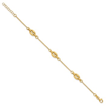 14K Polished and Textured 10.6mm Greek Key Etched Link 7.25 inch Bracelet Plus 1 inch Extender — alternate view