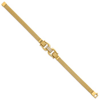 14k Polished CZ Center 7.5 inch Fancy Zig-Zag Link Bracelet — alternate view