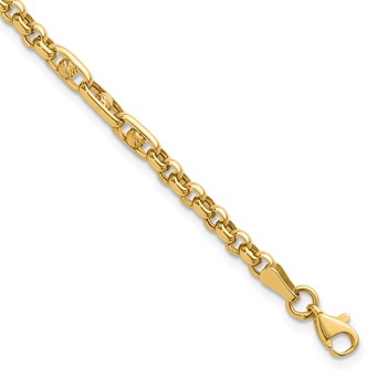 14k Polished and Diamond-cut 3.9mm Fancy Link 7.5 inch Bracelet