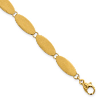 14k Brushed 8mm Fancy Ovals 7 inch Bracelet