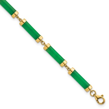 14K Polished 4.0mm Jade Bars 7 Inch Bracelet
