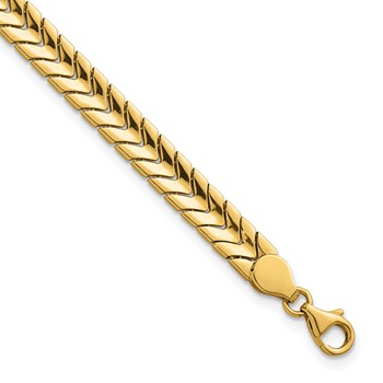14K Polished 5.6mm Fancy Chevron Link 7.5 inch Bracelet