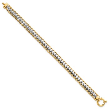 14k Two-tone Polished 7.5mm Lightweight Fancy Woven Link 7.5 inch Bracelet — alternate view