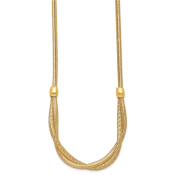 14k Polished Twisted with Beads 7mm Flexible Mesh 18 inch Necklace — alternate view