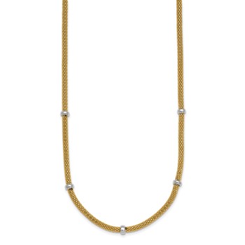 14k Two-tone Polished 7.5mm Fancy Mesh With Bead 18 inch Necklace — alternate view