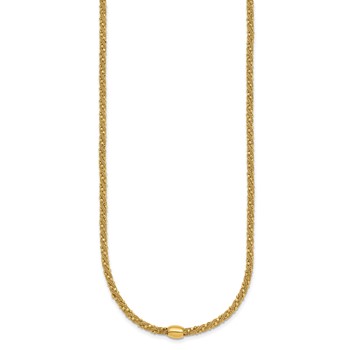 14k Polished and Textured Twisted with Bead 17 inch Necklace — alternate view