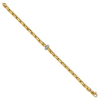 14K Two-tone Polished Fancy Link with CZ Bead 7.5 inch Bracelet — alternate view