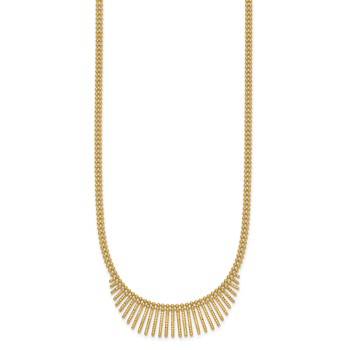 14k Polished and Textured Double Strand Multi Dangle 17 inch Necklace — alternate view