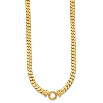 14k Polished Flat Curb Link with Center Circle Element 18 inch Necklace — alternate view