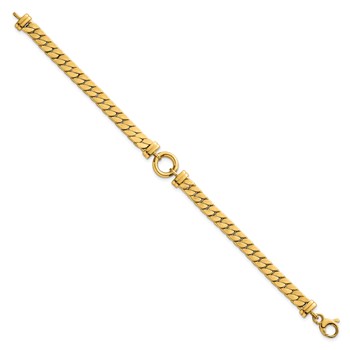 14k Polished Flat Curb Link with Center Circle Element 7.5 inch Bracelet — alternate view