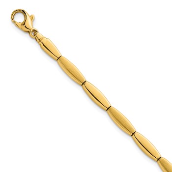 14k Brushed and Polished 4mm Fancy Oval Bar Link 7.5 inch Bracelet