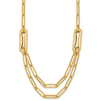 14k Polished And Brushed Double Layer Paperclip Link 18.25 inch Necklace — alternate view