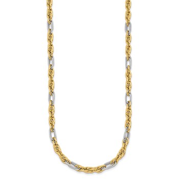 14k with White Rhodium Polished 4.2mm Fancy Rope Chain 18 inch Necklace — alternate view
