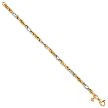 14k with White Rhodium Polished 4.2mm Fancy Rope Chain 7.5 inch Bracelet — alternate view