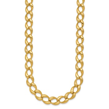 14k Brushed and Polished 9mm Fancy Curb Link 17 inch Necklace — alternate view