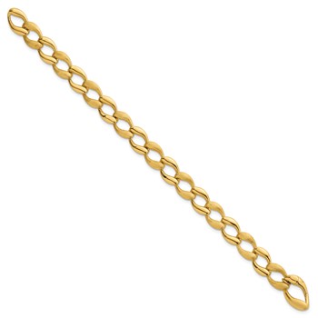 14k Brushed and Polished 9mm Fancy Curb Link 7 inch Bracelet — alternate view
