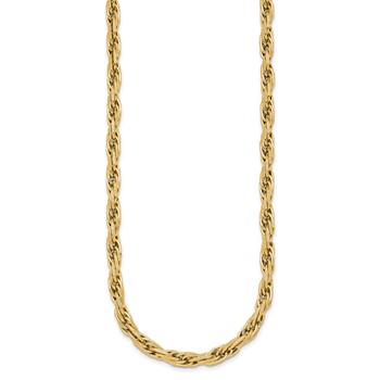 14k Polished And Textured 4.5mm Flat Rope Chain 18.25 inch Necklace — alternate view