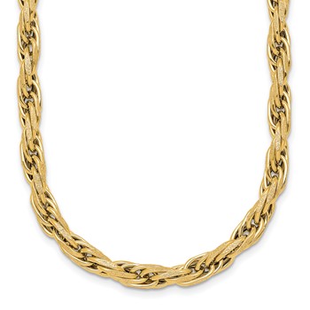 14k Polished And Textured 4.5mm Flat Rope Chain 18.25 inch Necklace