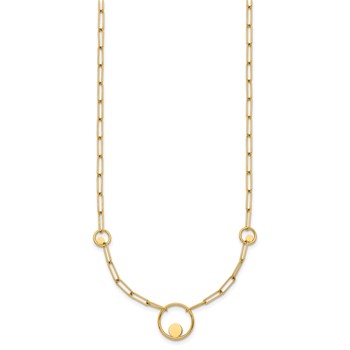14k Polished Circle in Circle and Paper Clip Links 3-Station 16.75 inch Necklace — alternate view