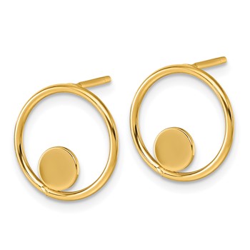 14k Polished Circle in Circle Post Earrings — alternate view