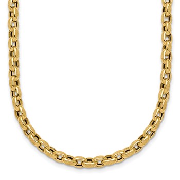 14k Polished 4mm Fancy Textured Rolo Link 17.25 inch Necklace