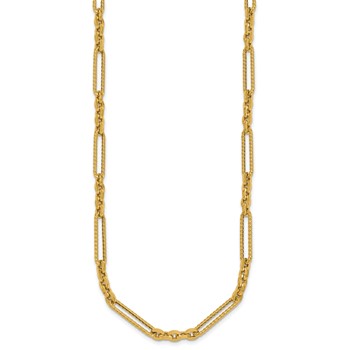 14K Polished and Textured Fancy Link with Toggle 18 inch Necklace — alternate view