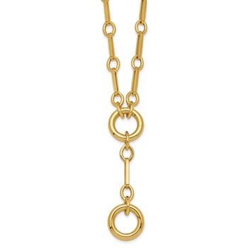 14k Polished Fancy Long Link with Circles 17.5 inch Y-Drop Necklace — alternate view