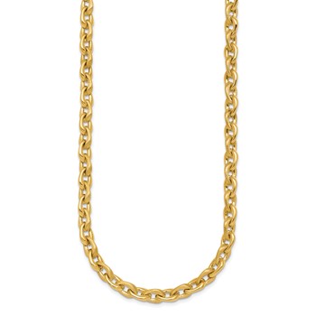 14k Polished And Brushed 6.5mm Fancy Cable Chain 18 inch Necklace — alternate view