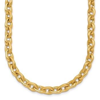 14k Polished And Brushed 6.5mm Fancy Cable Chain 18 inch Necklace