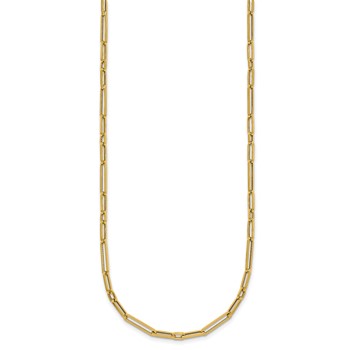 14k Polished 2.9mm Fancy Long and Short Paperclip Link 17 inch Necklace — alternate view
