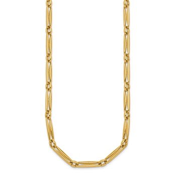 14k Polished 5mm Fancy Long and Round Link 18 inch Necklace — alternate view