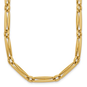 14k Polished 5mm Fancy Long and Round Link 18 inch Necklace
