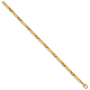 14k Polished 5mm Fancy Long and Round Link 7.5 inch Bracelet — alternate view