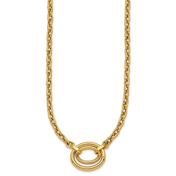 14K Polished Double Oval 17.5 inch Fancy Necklace Plus 0.5 inch Extender — alternate view