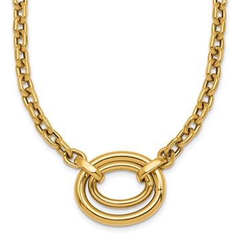 14K Polished Double Oval 17.5 inch Fancy Necklace Plus 0.5 inch Extender