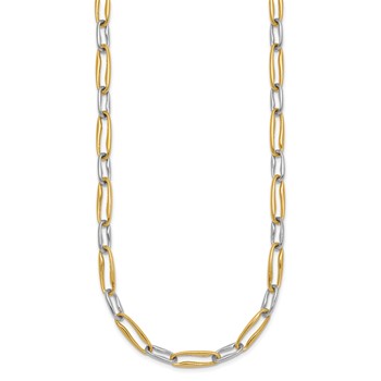 14k Two-tone Polished 5.75mm Fancy Long Link 18 inch Necklace — alternate view