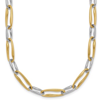 14k Two-tone Polished 5.75mm Fancy Long Link 18 inch Necklace