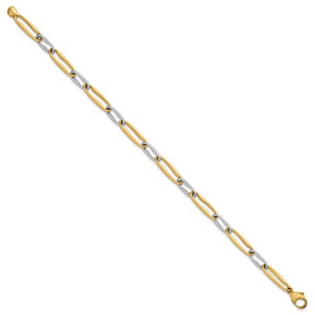 14k Two-tone Polished 5.75mm Fancy Long Link 7.5 inch Bracelet — alternate view